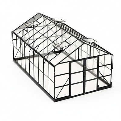 10X18X8.4 FT Polycarbonate Greenhouse with 4 Roof Vents & Rain Gutter, Heavy Duty Aluminum Greenhouse for Outdoor Garden Backyard, Black