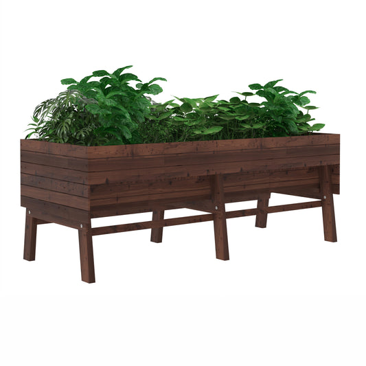 71" Outdoor Raised Garden Bed W/Liner, Cedar Wood Elevated Planter Box for Vegetables Flower Herb, Rustic