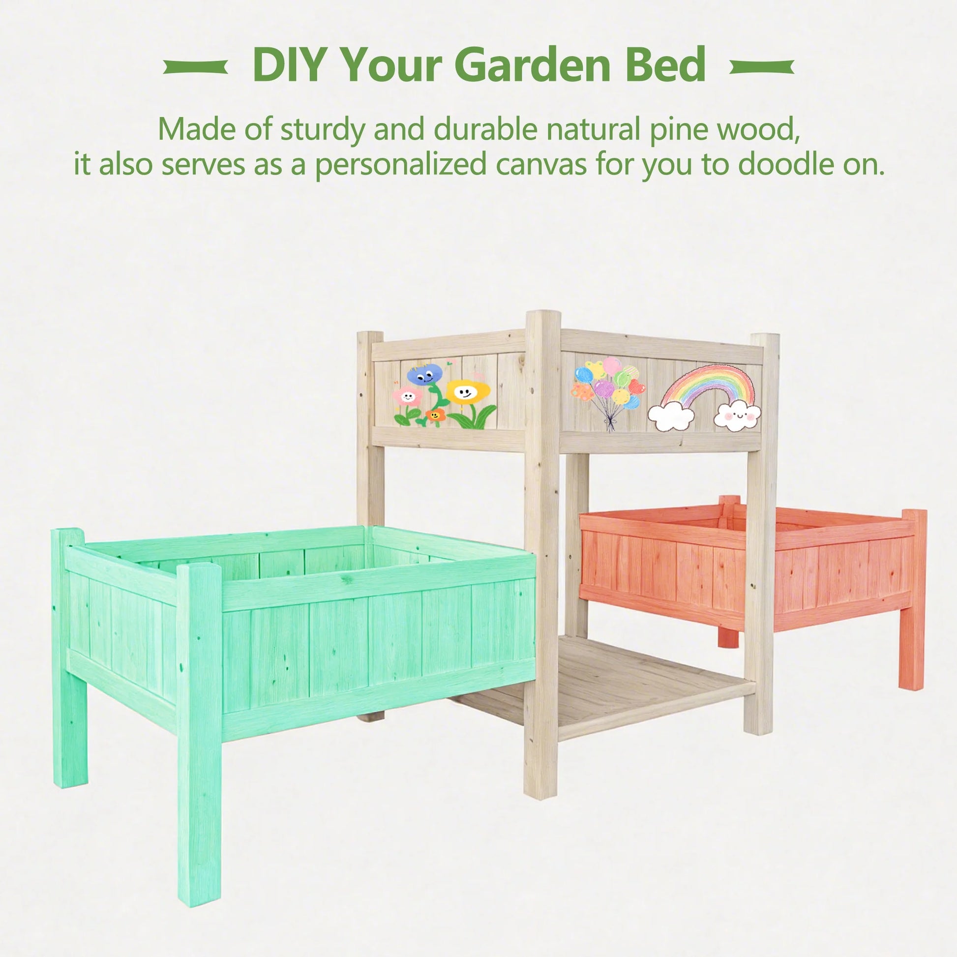 Raised Garden Bed, Wooden Planter Box, Raised Garden Bed with Legs for Backyard, Patio and Balcony