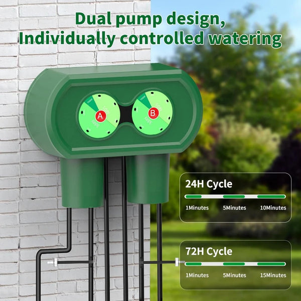 Solar Irrigation System, Split Type Dual Pump Drip Irrigation Kit, DIY Garden Courtyard Outdoor Solar Simple Watering Device