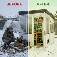 Willow White 6 Ft. X 9 Ft. X 7 Ft. 10 In. All Cedar Modern Greenhouse — Before & After