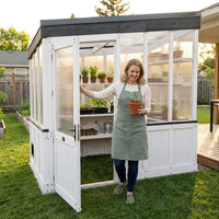 Willow White 6 Ft. X 9 Ft. X 7 Ft. 10 In. All Cedar Modern Greenhouse — Lifestyle