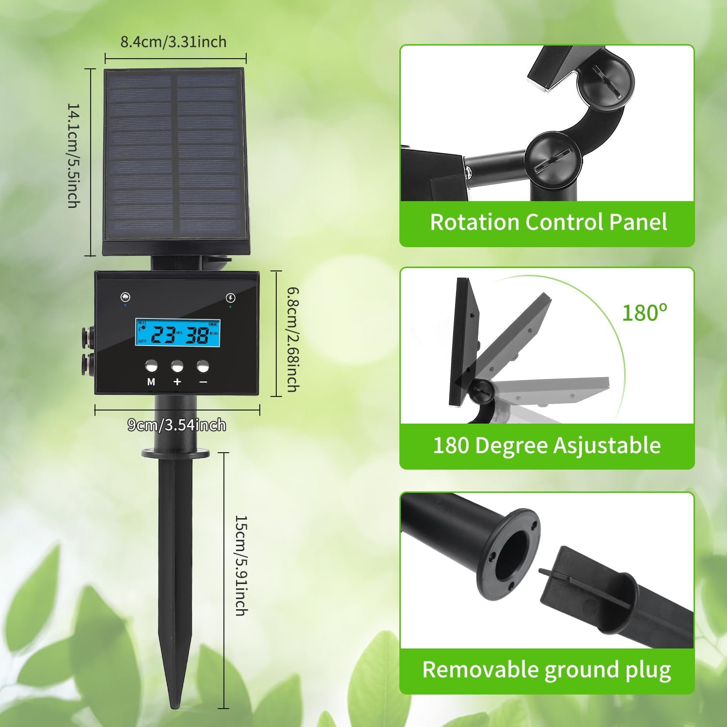 Solar Drip Irrigation System, Solar Automatic Palnt Waterer for Outdoor Garden, Irrigation System for Vacation,Drip Irrigation Kit with 2200Mah Battery&Rain Sensing &LCD Screen