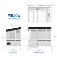 Willow White 6 Ft. X 9 Ft. X 7 Ft. 10 In. All Cedar Modern Greenhouse