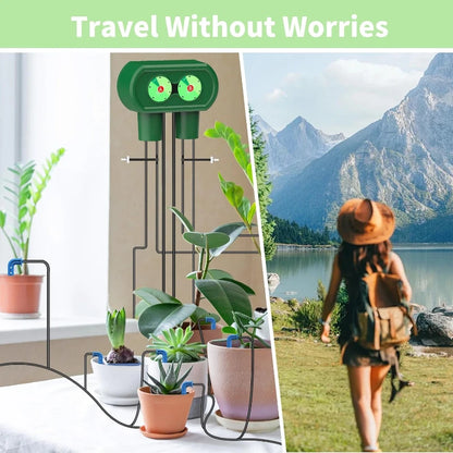 Solar Irrigation System, Split Type Dual Pump Drip Irrigation Kit, DIY Garden Courtyard Outdoor Solar Simple Watering Device