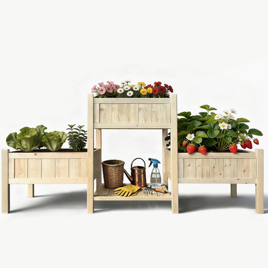 Raised Garden Bed, Wooden Planter Box, Raised Garden Bed with Legs for Backyard, Patio and Balcony