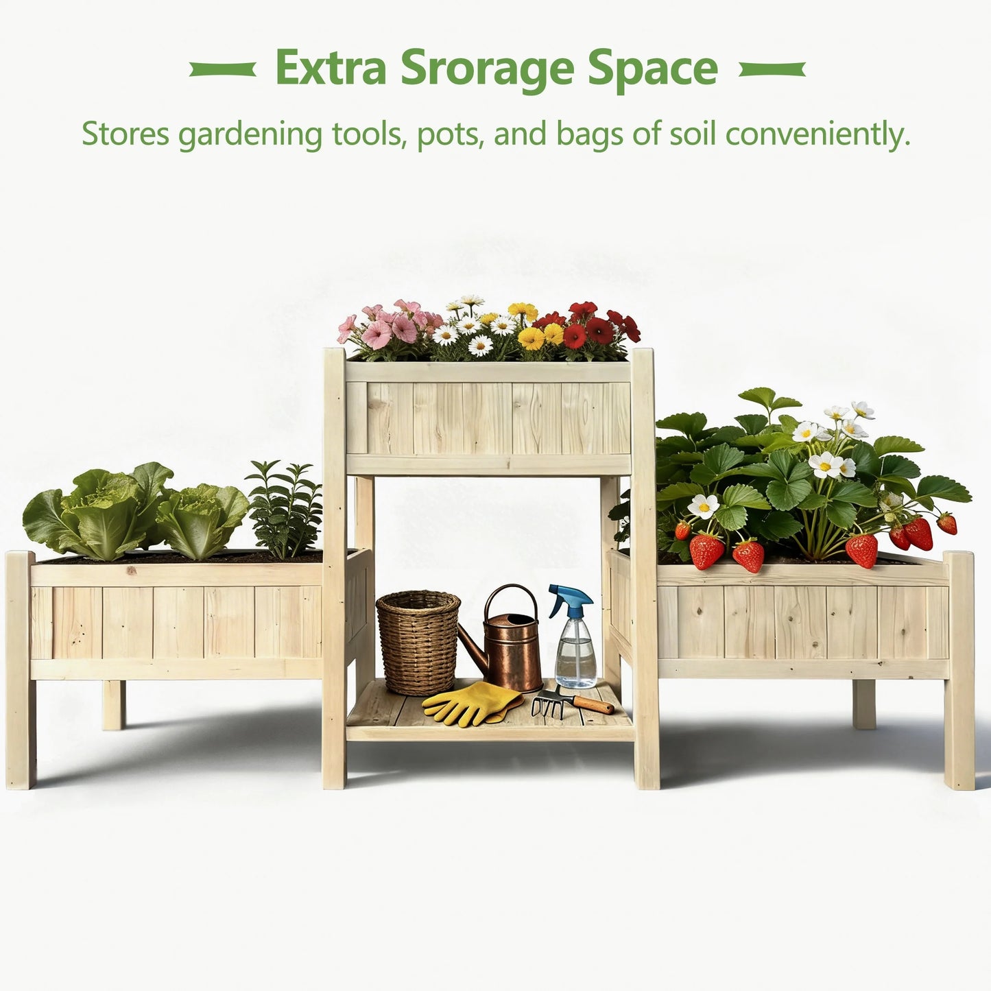 Raised Garden Bed, Wooden Planter Box, Raised Garden Bed with Legs for Backyard, Patio and Balcony