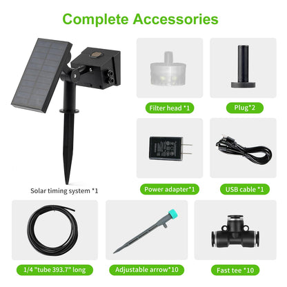 Solar Drip Irrigation System, Solar Automatic Palnt Waterer for Outdoor Garden, Irrigation System for Vacation,Drip Irrigation Kit with 2200Mah Battery&Rain Sensing &LCD Screen