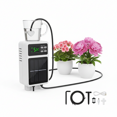 Solar Automatic Drip Irrigation System, Auto Self Watering Kit, Solar Powered Watering Device with Timer for Pots Plants, Indoor/Outdoor Irrigation System for Garden, Balcony & Patio Watering System