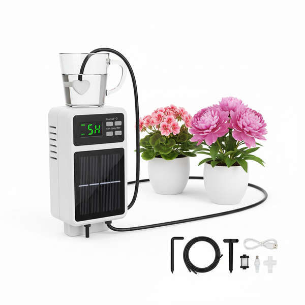 Solar Automatic Drip Irrigation System, Auto Self Watering Kit, Solar Powered Watering Device with Timer for Pots Plants, Indoor/Outdoor Irrigation System for Garden, Balcony & Patio Watering System